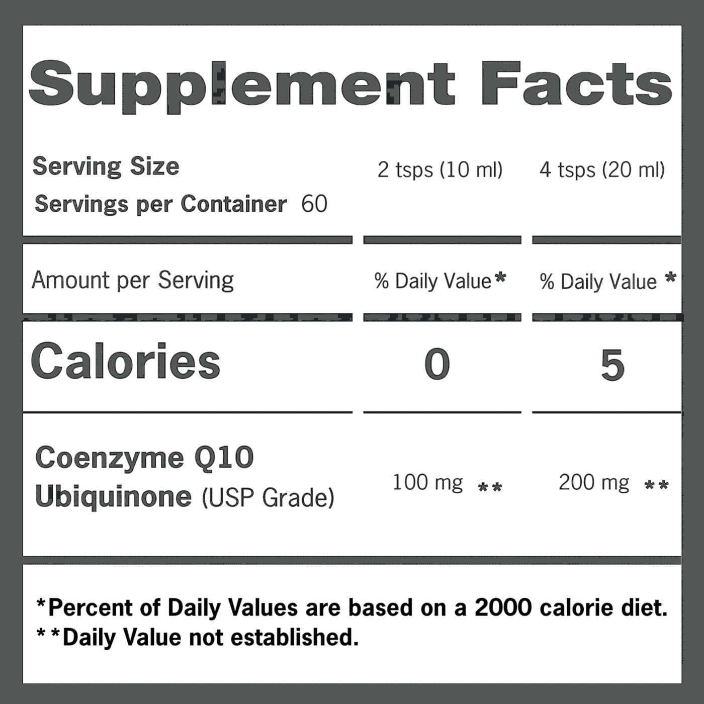 Qunol Liquid CoQ10 Supplement Facts